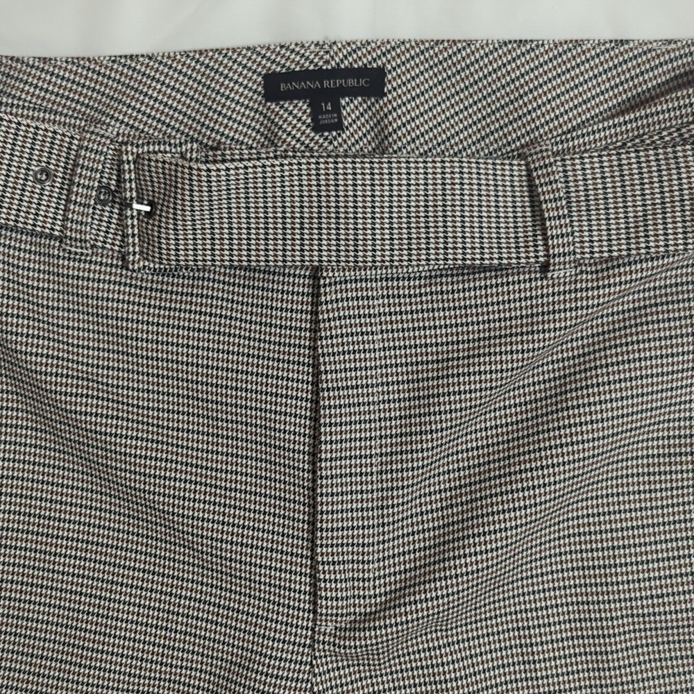 Banana Republic Houndstooth Belted Wide Leg Pants, Color White/Brown/Black Sz14 - Picture 3 of 12